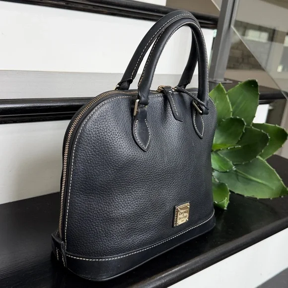 Dooney & Bourke Genuine Leather Dome Satchel Pebbled Top Handle Handbag Purse - Picture 2 of 10